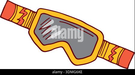 Ski glasses drawing. Winter activity goggles doodle Stock Vector