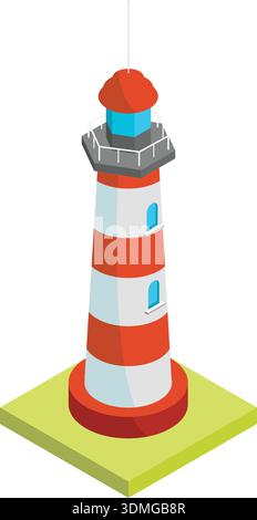 Lighthouse isometric icon. Marine coast beacon tower Stock Vector