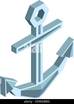 Isometric anchor icon. metal heavy ship sign Stock Vector