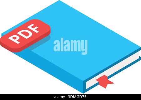 Pdf book isometric icon. Document publish symbol Stock Vector