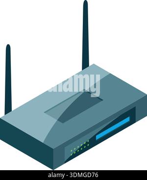 Internet router isometric icon. Wireless hotspot network Stock Vector