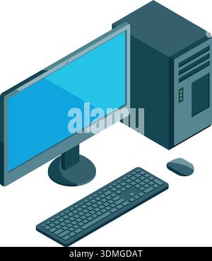 Pc isometric icon. Personal computer cartoon symbol Stock Vector