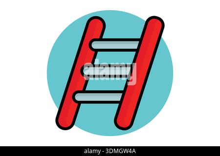 Ladder icon. colored icon style. work safety elements vector illustration Stock Vector