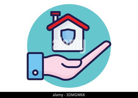 Home insurance icon. Colored icon style. Icon related to real estate. Residential elements vector illustration Stock Vector
