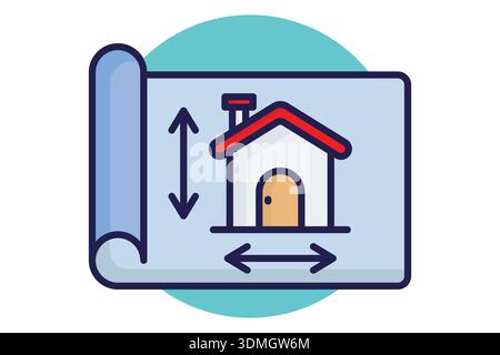Blueprint icon. Colored icon style. Icon related to real estate. Residential elements vector illustration Stock Vector