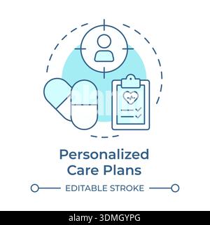 Personalized care plans soft blue concept icon Stock Vector