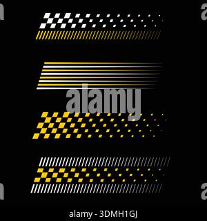 Linear text decals yellow set Stock Vector