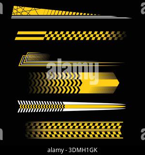 Yellow and white sport linear decals Stock Vector