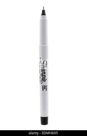 Sharpie black ultra fine point permanent marker on white background Stock Photo