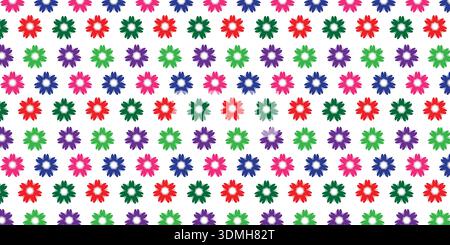 Seamless repeating pattern of small geometric flower shapes arranged in a grid. Stock Vector