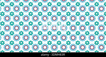 Seamless pattern with blue flowers on white background. Vector illustration. Stock Vector