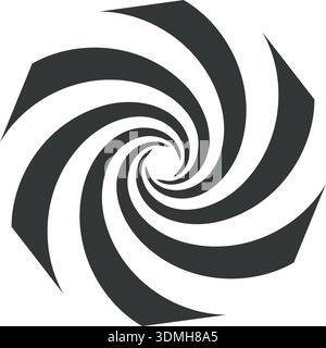 Optical illusion helix logo. Black round spiral Stock Vector