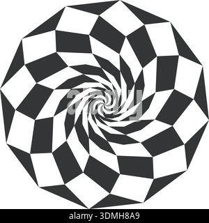 Hypnotic black logo. Optical rotation illusion icon Stock Vector