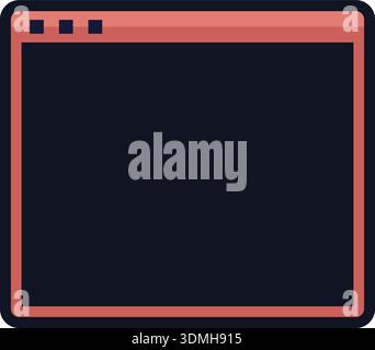 Simple blank window panel with a dark screen area and a colored header bar Stock Vector