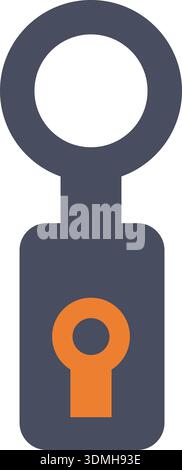 Flat icon of a lock cylinder with a keyhole in gray and orange tones Stock Vector
