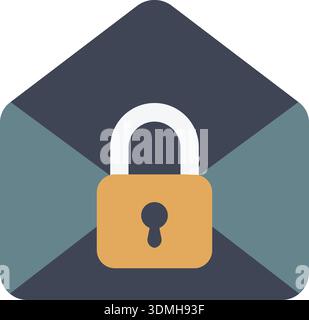 Envelope icon with a padlock showing protected message or confidential mail Stock Vector