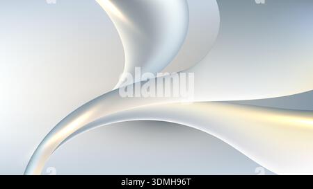 elegant 3d pearlescent white abstract background fluid waves and soft metallic sheen for modern luxury branding Stock Vector