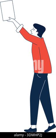 Man hold paper sheet. Voting process icon Stock Vector