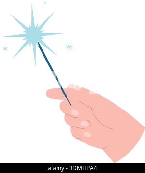Sparkler in human hand. Party holiday celebration icon Stock Vector