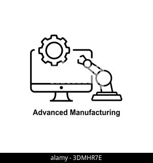 Advanced Manufacturing vector Outline Icon Design illustration. Digitalization and Industry Symbol on White background EPS 10 File Stock Vector
