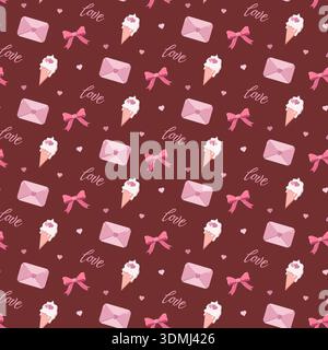 Valentine s Day Pattern Envelopes Love Stock Vector