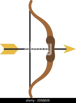 Archer bow icon in flat style. Archery weapon vector illustration on isolated background. Hunter target sign business concept. Stock Vector