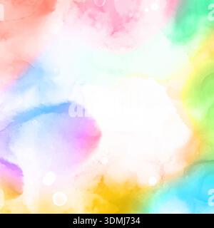 Hand painted pastel rainbow coloured watercolour background design Stock Vector