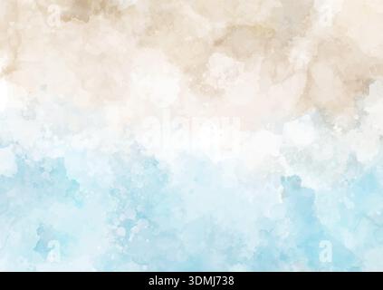 Hand painted beach themed abstract watercolour background design Stock Vector