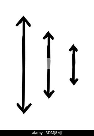 Two-sided vertical arrows hand-drawn sketch graphic element set Stock Vector