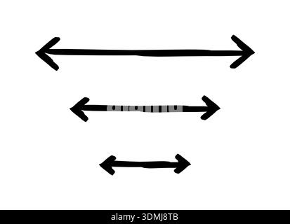 Two-sided horizontal arrows hand-drawn sketch graphic element set Stock Vector