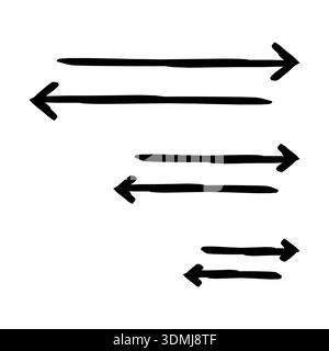 Alternating left and right pointing arrows hand-drawn sketch graphic element set Stock Vector