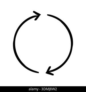 Two-sided circle arrows hand-drawn sketch graphic element Stock Vector