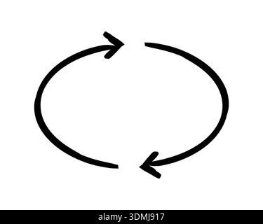 Two-sided oval arrows hand-drawn sketch graphic element Stock Vector