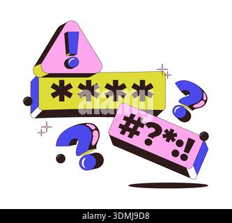 Wrong password alert modern onboarding illustration Stock Vector