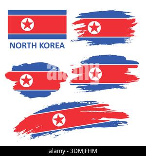 Set of flags of North Korea Stock Vector