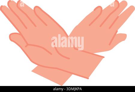 Stop gesture. Crossed human hands color icon isolated on white background Stock Vector