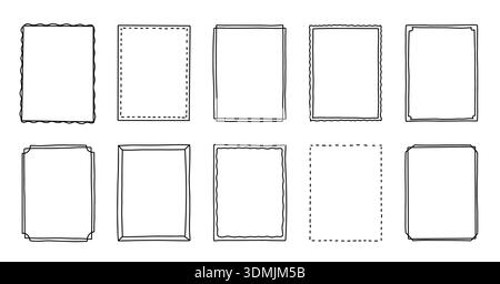Dotted rectangle frames. Dashed line borders. Vector outline design ...