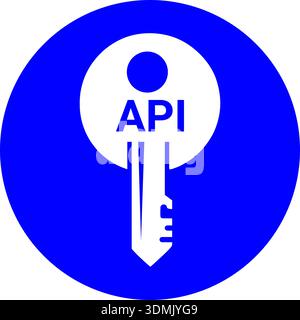 Modern Blue Circular API Key Icon for Secure Software Authentication and Data Access Stock Vector