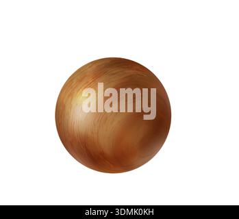 Glossy ball with wooden texture. Realistic brown orb isolated on white background Stock Vector