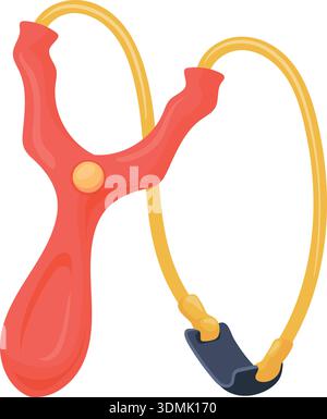 Plastic slingshot cartoon icon. Rubber string shot isolated on white background Stock Vector