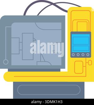 Cnc lathe machine. Metal working instrument color icon isolated on white background Stock Vector