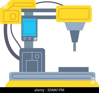 Automated drilling machine. Electric cnc color icon isolated on white background Stock Vector
