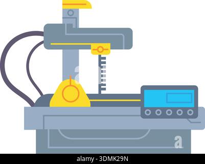 Milling cnc machine. Molding manufacture color icon isolated on white background Stock Vector