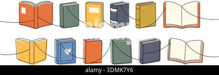 Colorful book illustrations in flat design. Modern education and literature symbol set Stock Vector