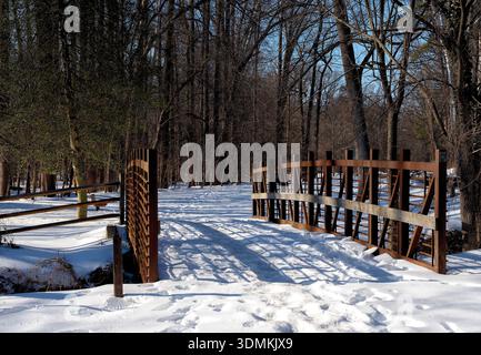 Sligo Creek Park under deep snow conditions in February 2026. Stock Photo