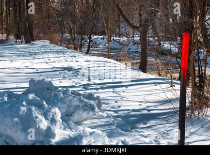 Sligo Creek Park under deep snow conditions in February 2026. Stock Photo