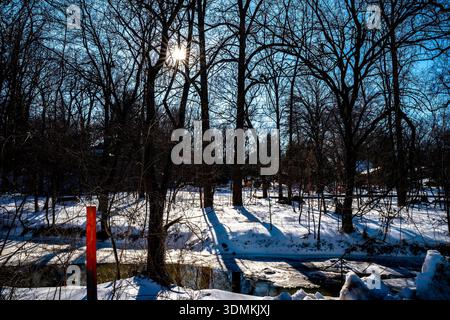 Sligo Creek Park under deep snow conditions in February 2026. Stock Photo