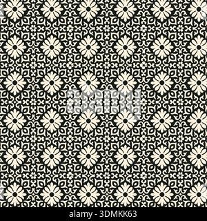 Image Black and White Hand Drawn Seamless Pattern. Vector illustration with ditsy floral and leaf motifs for fabric, textiles, wallpaper, and design Stock Vector