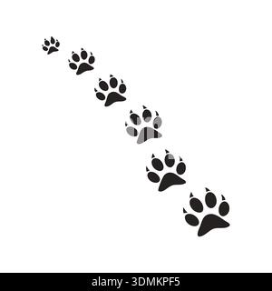 Black Animal Paw Prints Trail Footstep Silhouette Vector Stock Vector