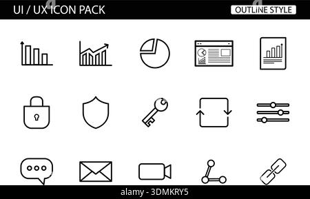 Professional UI UX icon pack for modern business and tech designs Stock Vector